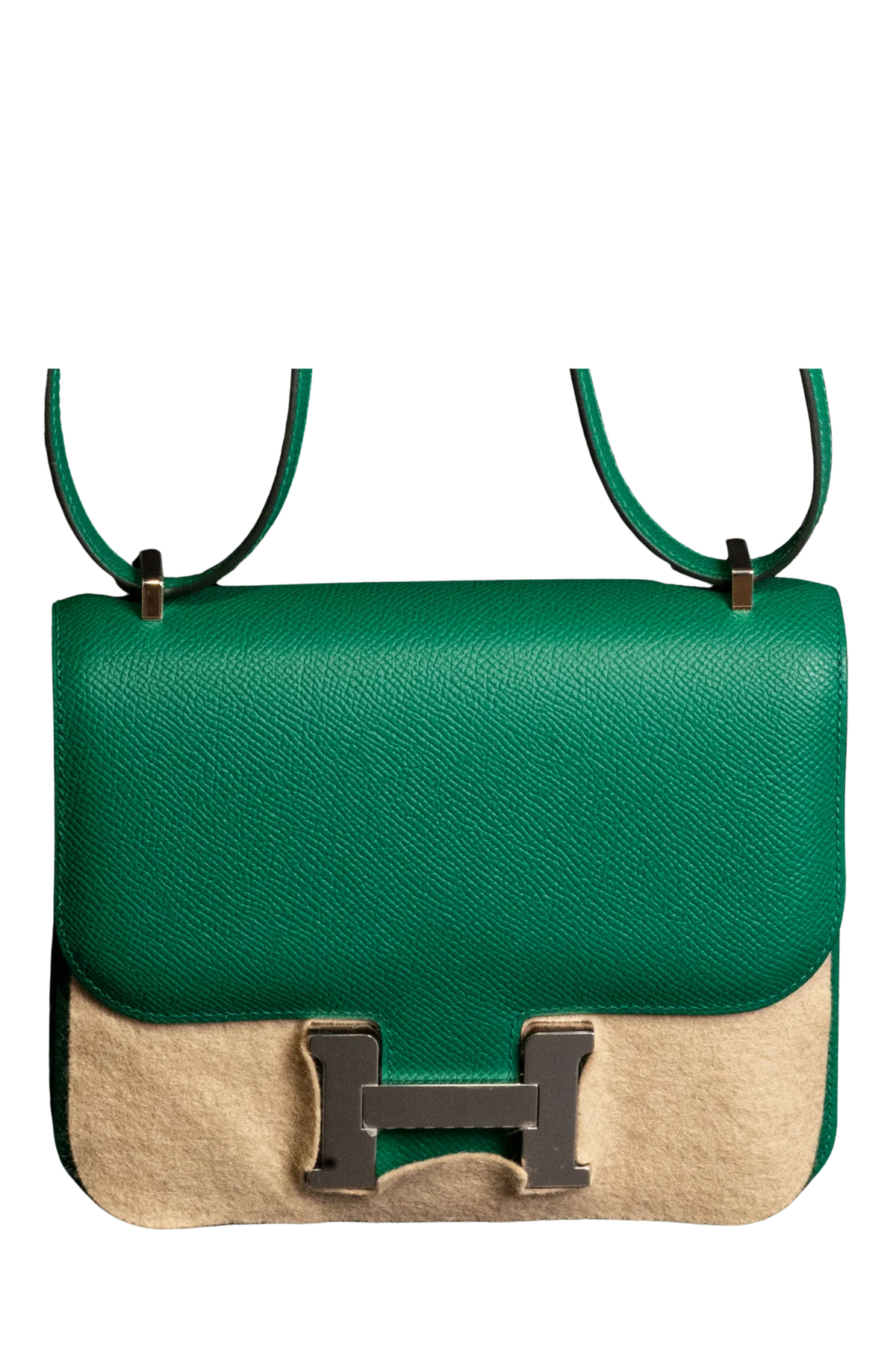 Constance 18 bag in Vert Vertigo Epsom leather silver H-clasp